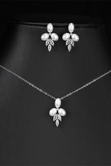 Pearl/Zircon Wedding Earrings/Necklace Jewelry Sets (Set of 2) 908290660503 - COCOMELODY