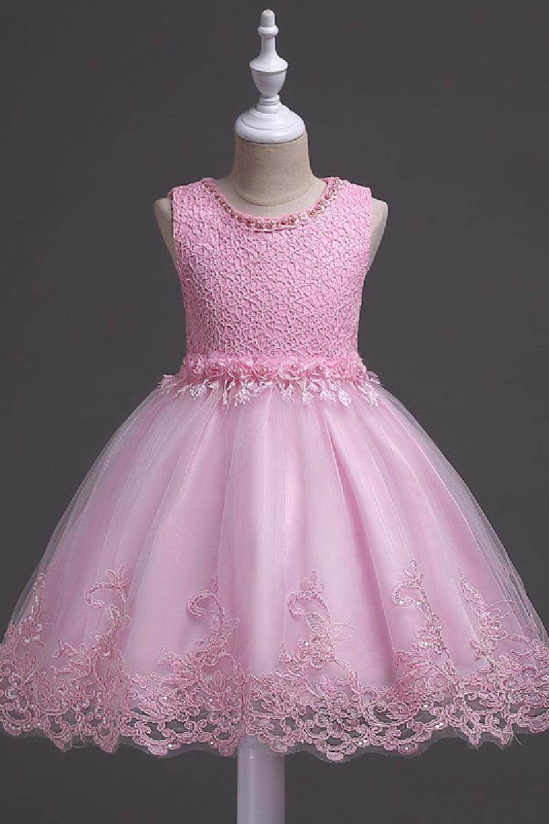 A-Line Scoop Neck Sleeveless Lace/Tulle Flower Girl Dresses With Bow(s) 554482591853 - COCOMELODY