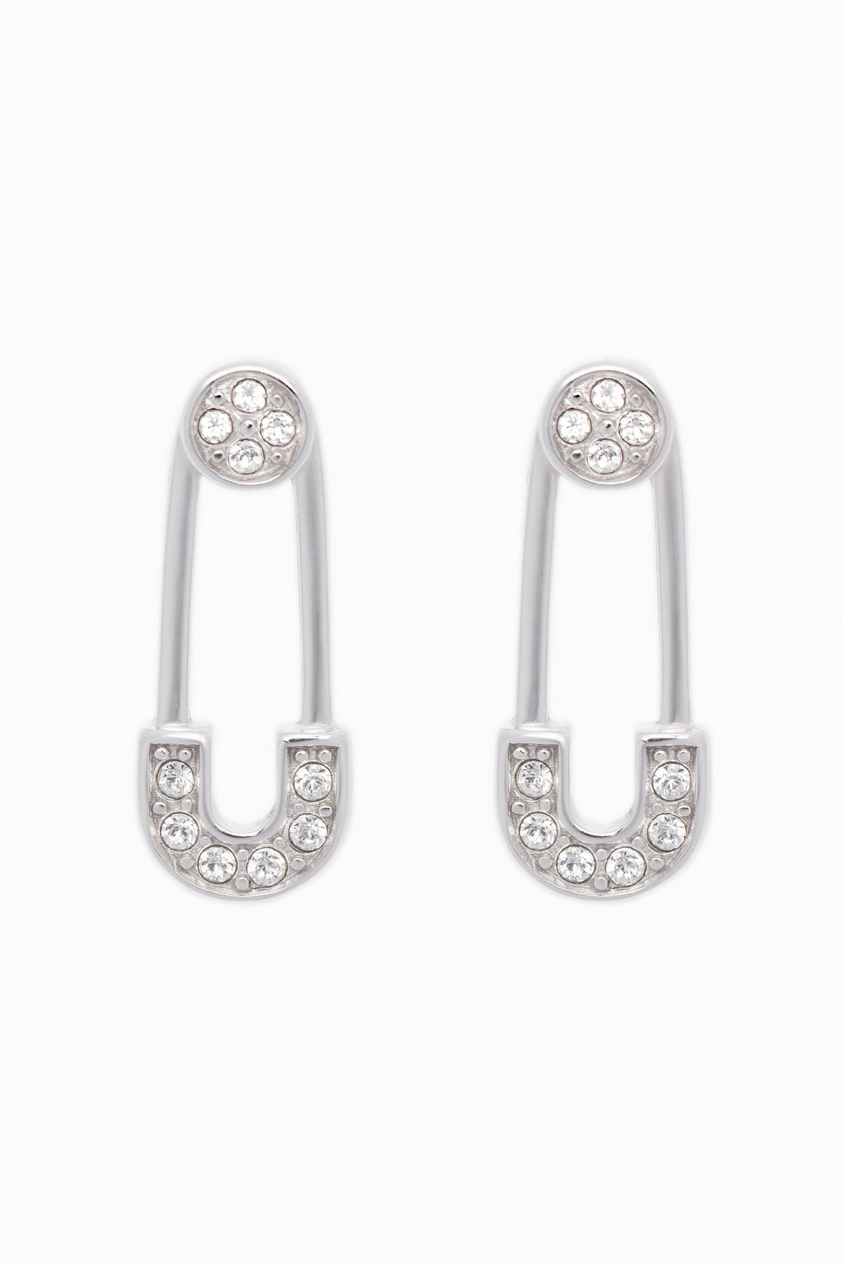 Rhodium plated Earrings with Crystals CE0098 - COCOMELODY