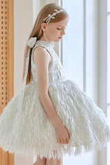 A-Line/Princess High Neck Mini Tulle Flower Girl Dresses 754069047577 - COCOMELODY