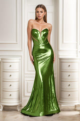 Trumpet-Mermaid Sweep-Brush Train Hot Stamping Cloth Prom Dress CS0478 - COCOMELODY