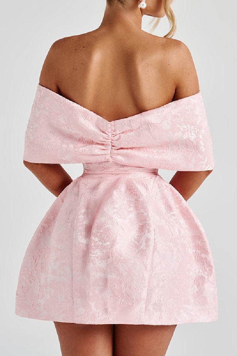 A-Line Mini Jacquard Satin Dress 911548528871 - COCOMELODY
