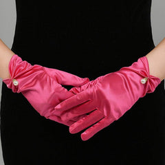 Multicolored Fingertips Wrist Length Satin Gloves 739618529604 - COCOMELODY