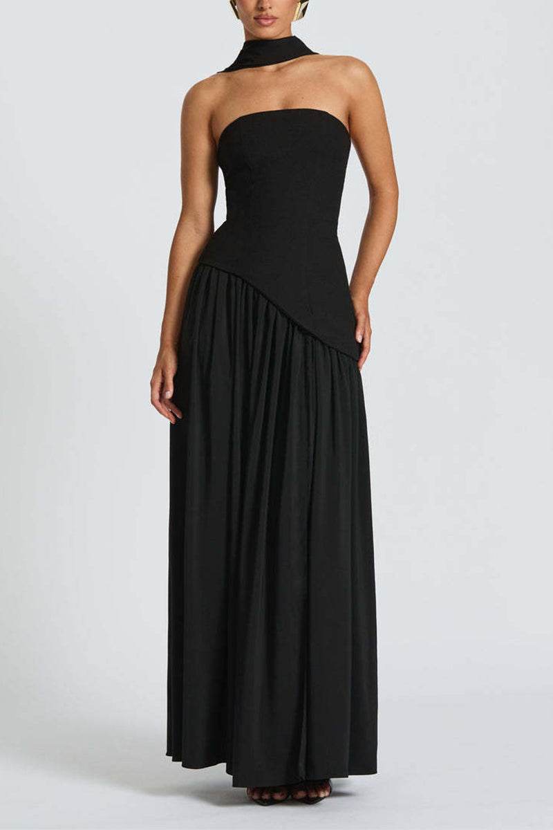 A-Line Maxi Knitted Fabric Dress 970800986791 - COCOMELODY