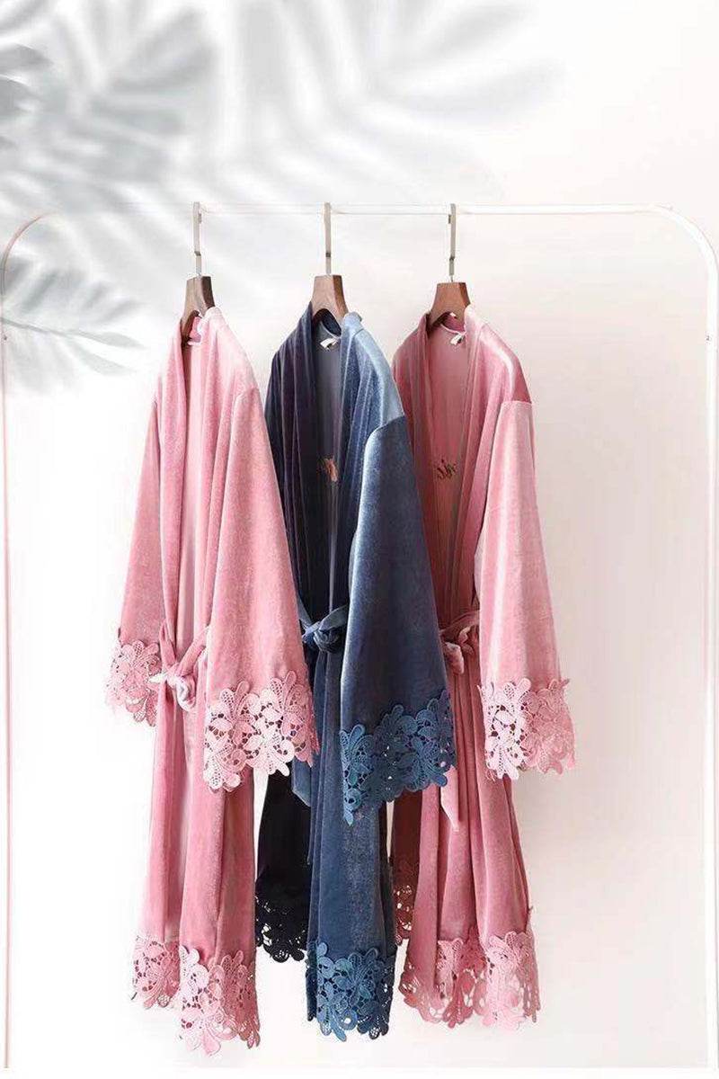 Velvet Knee Length Robe For Bridesmaid 632592493236 - COCOMELODY