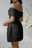 A-Line Mini Jacquard Satin Dress 911548528871 - COCOMELODY