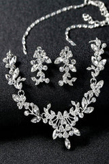 Brass Zircon Necklace Earrings Jewelry 574805330964 - COCOMELODY