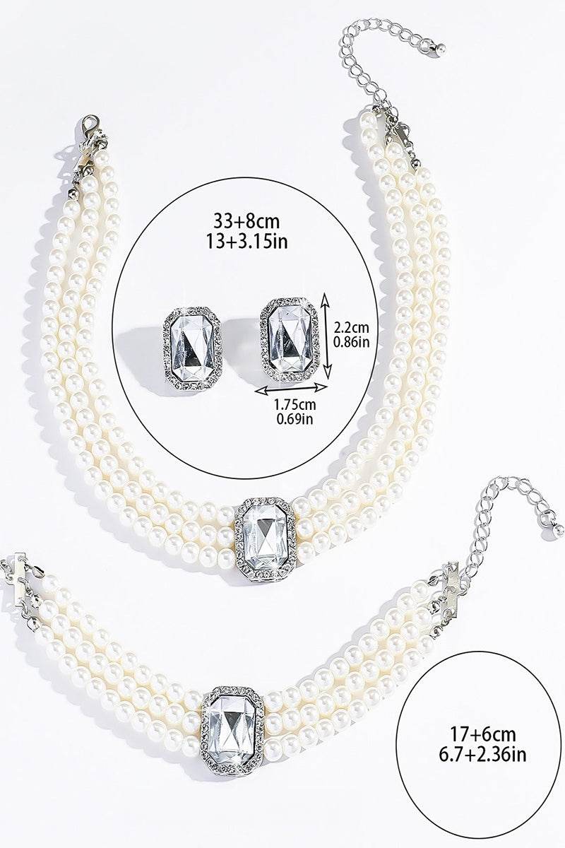 Classic Pearl/Bracelet/ Wedding Earrings/Necklace Jewelry Sets (Set of 3) 834263932975 - COCOMELODY