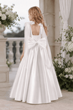 A-Line Satin Bow Shoulder Straps Sleeveless Flower Girl Dresses 955761680626