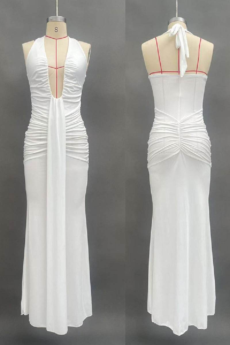 Mermaid	Maxi Knitted Semi Formal Wedding Guest Dresses 917018224683 - COCOMELODY
