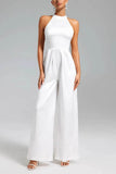 Halter Floor Length Chiffon Wedding Jumpsuit 857509518185 - COCOMELODY