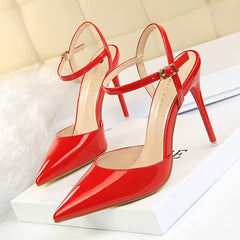 Silver Metallic Slingback Heel Sandals 552220831213 - COCOMELODY