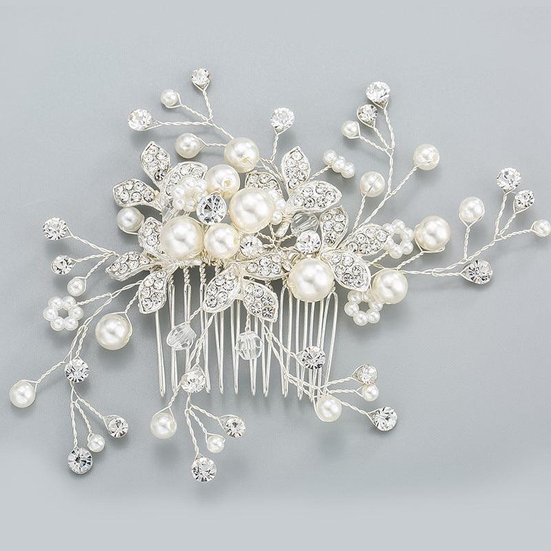 Bridal headwear Wedding accessories Handmade pearl hairdo Combs 524354077005 - COCOMELODY