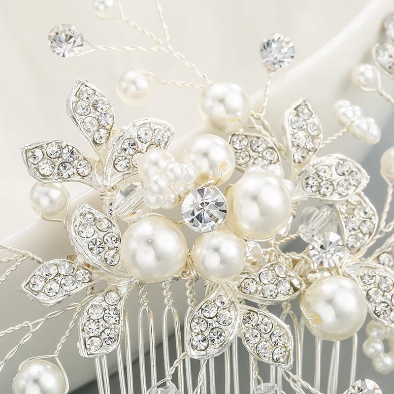 Bridal headwear Wedding accessories Handmade pearl hairdo Combs 524354077005 - COCOMELODY