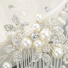Bridal headwear Wedding accessories Handmade pearl hairdo Combs 524354077005 - COCOMELODY