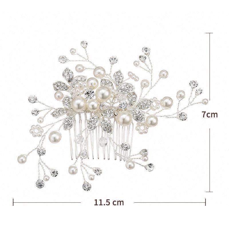Bridal headwear Wedding accessories Handmade pearl hairdo Combs 524354077005 - COCOMELODY