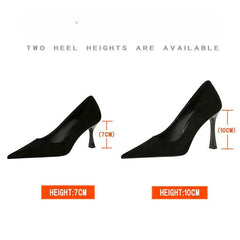 Black Suede Pointy Stiletto Heels 753837040195 - COCOMELODY