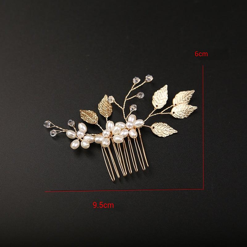 Golden Leaf Bride Combs 2 Pieces 7969295597726 - COCOMELODY