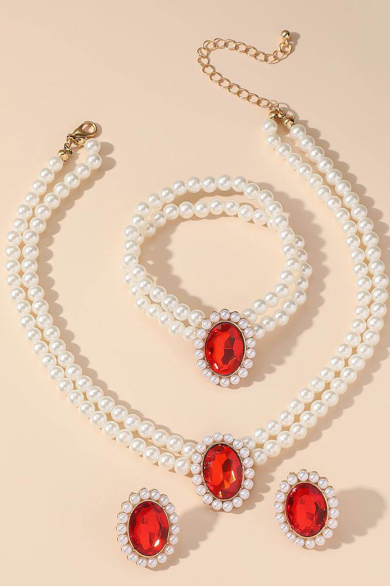 Classic Pearl/Bracelet/ Wedding Earrings/Necklace Jewelry Sets (Set of 3) 808578164285 - COCOMELODY