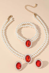 Classic Pearl/Bracelet/ Wedding Earrings/Necklace Jewelry Sets (Set of 3) 808578164285 - COCOMELODY
