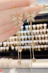 Zircon butterfly fringe earrings Fashion everything earrings 653045976680 - COCOMELODY