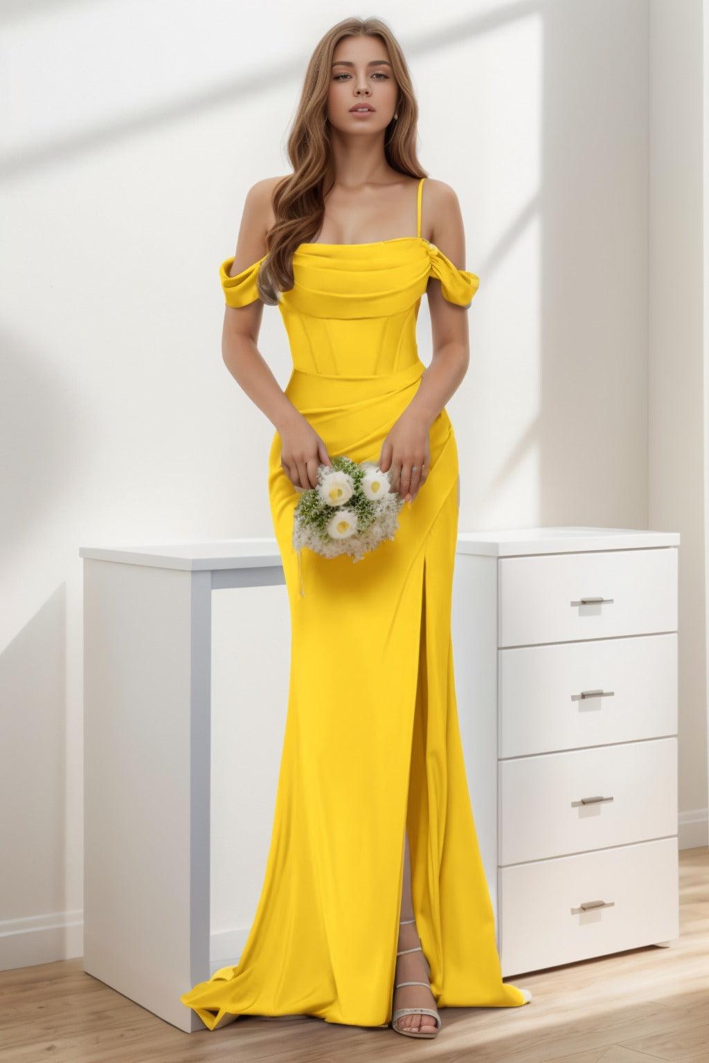 Trumpet-Mermaid Sweep-Brush Train Silk-Like Prom Dress CS0399 - COCOMELODY