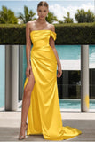 Sheath-Column Sweep-Brush Train Silk-Like Prom Dress CS0437 - COCOMELODY