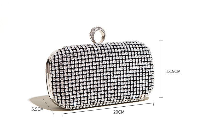 Hand diamond-encrusted dinner bag Hand bag chain small square bag 689059915170 - COCOMELODY