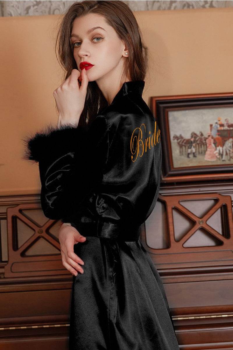 Personalized Bride Bridesmaid Robes Sexy Satin Robes 767772382395 - COCOMELODY