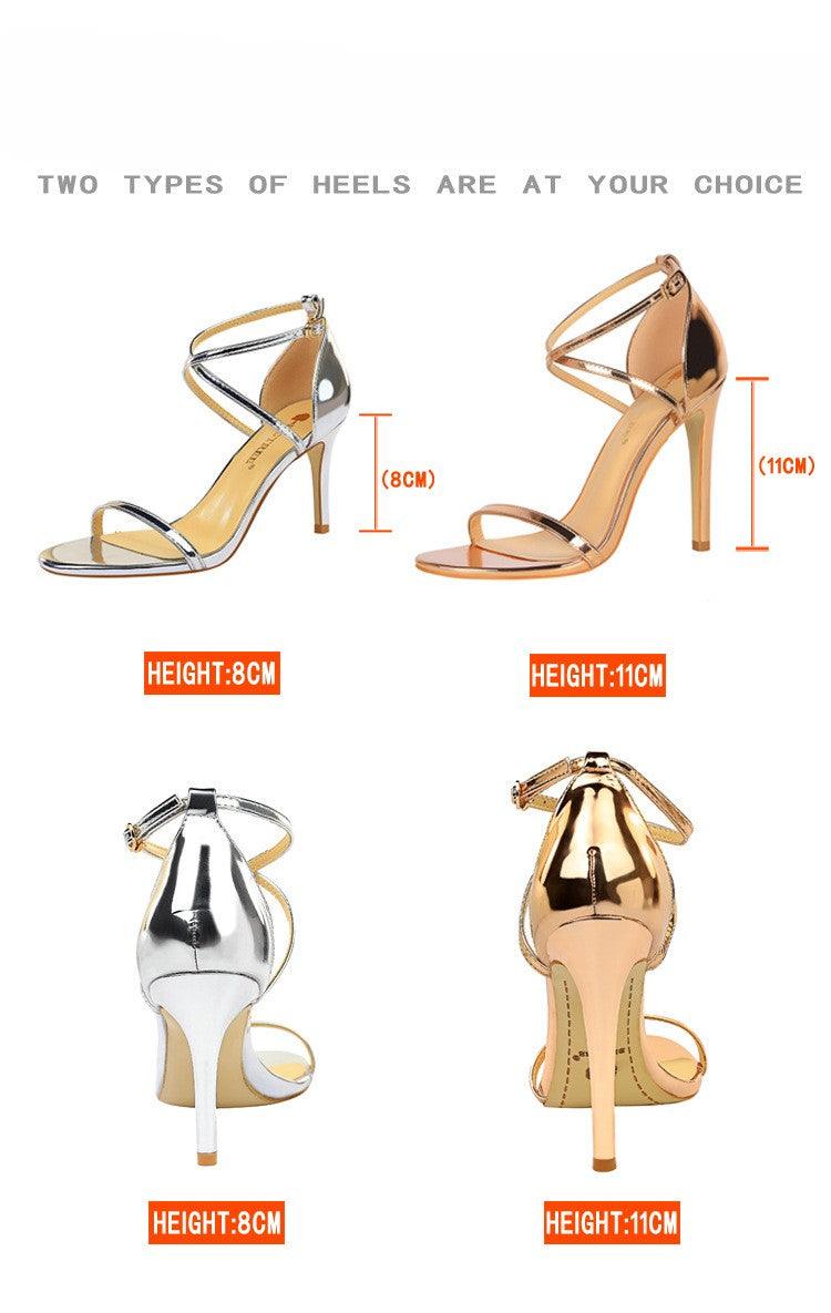 Faux Leather Ankle Strap Pointy Stiletto Heels 571572295848 - COCOMELODY