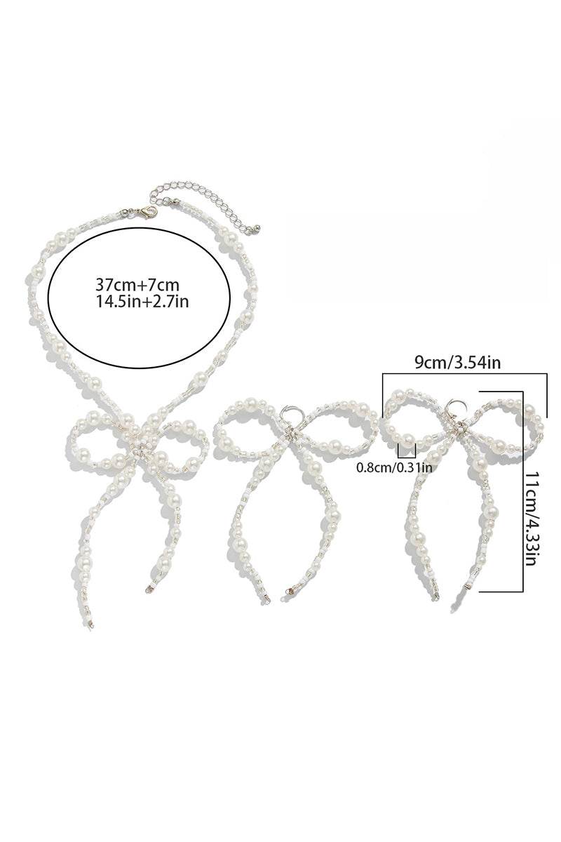 Classic Pearl/ Wedding Earrings/Necklace Jewelry Sets (Set of 2) 911142632859 - COCOMELODY