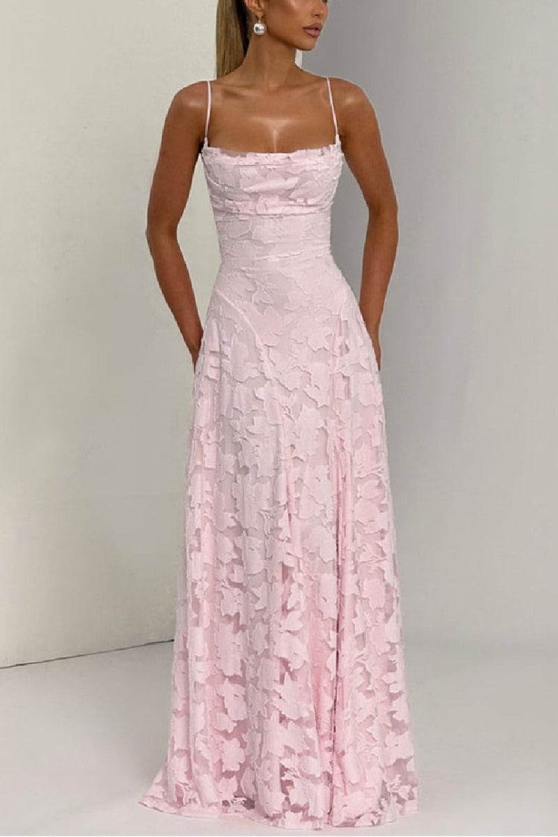 A-line Maxi Lace Formal Evening Dresses 976108418795 - COCOMELODY