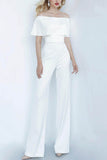 Off The Shoulder Floor Length Chiffon Wedding Jumpsuit 673296288607 - COCOMELODY