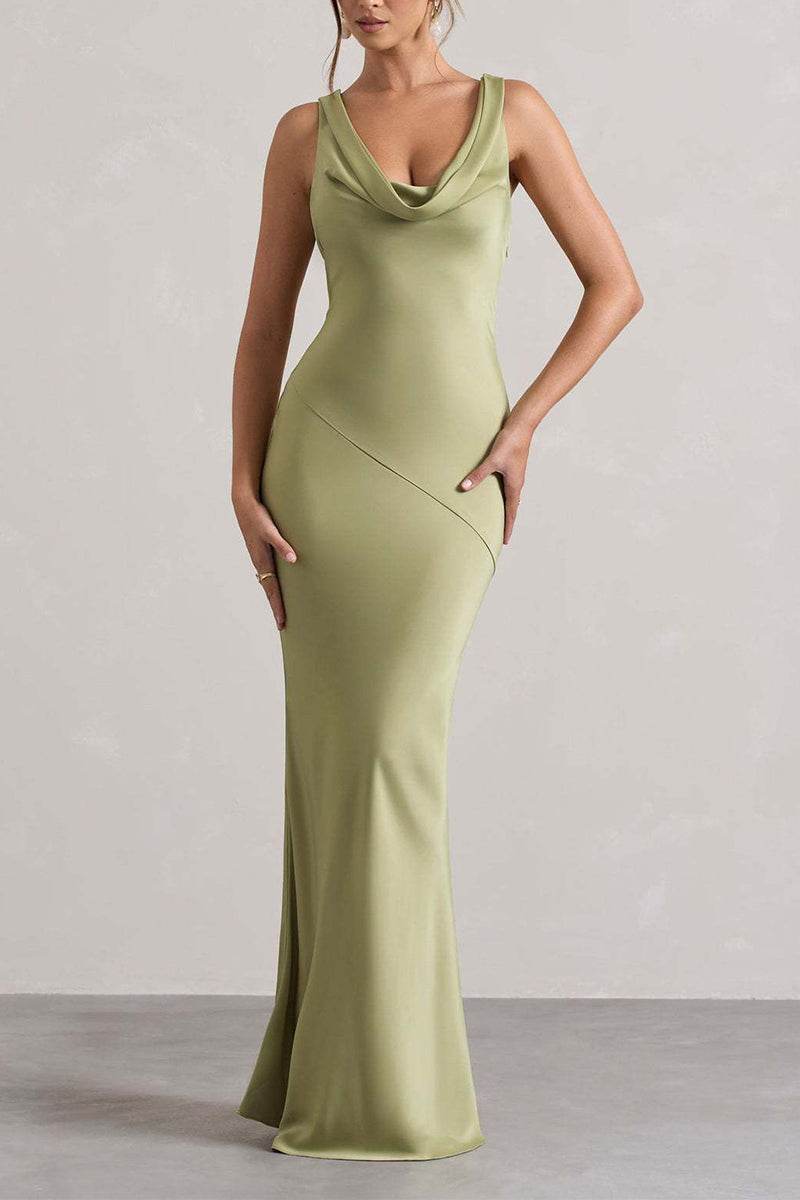 Trumpet-Mermaid Maxi Luxe Satin Semi-Formal Dresses 895917818892 - COCOMELODY