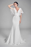 Trumpet-Mermaid Sweep-Brush Train Chiffon Wedding Dress 848278881654 - COCOMELODY