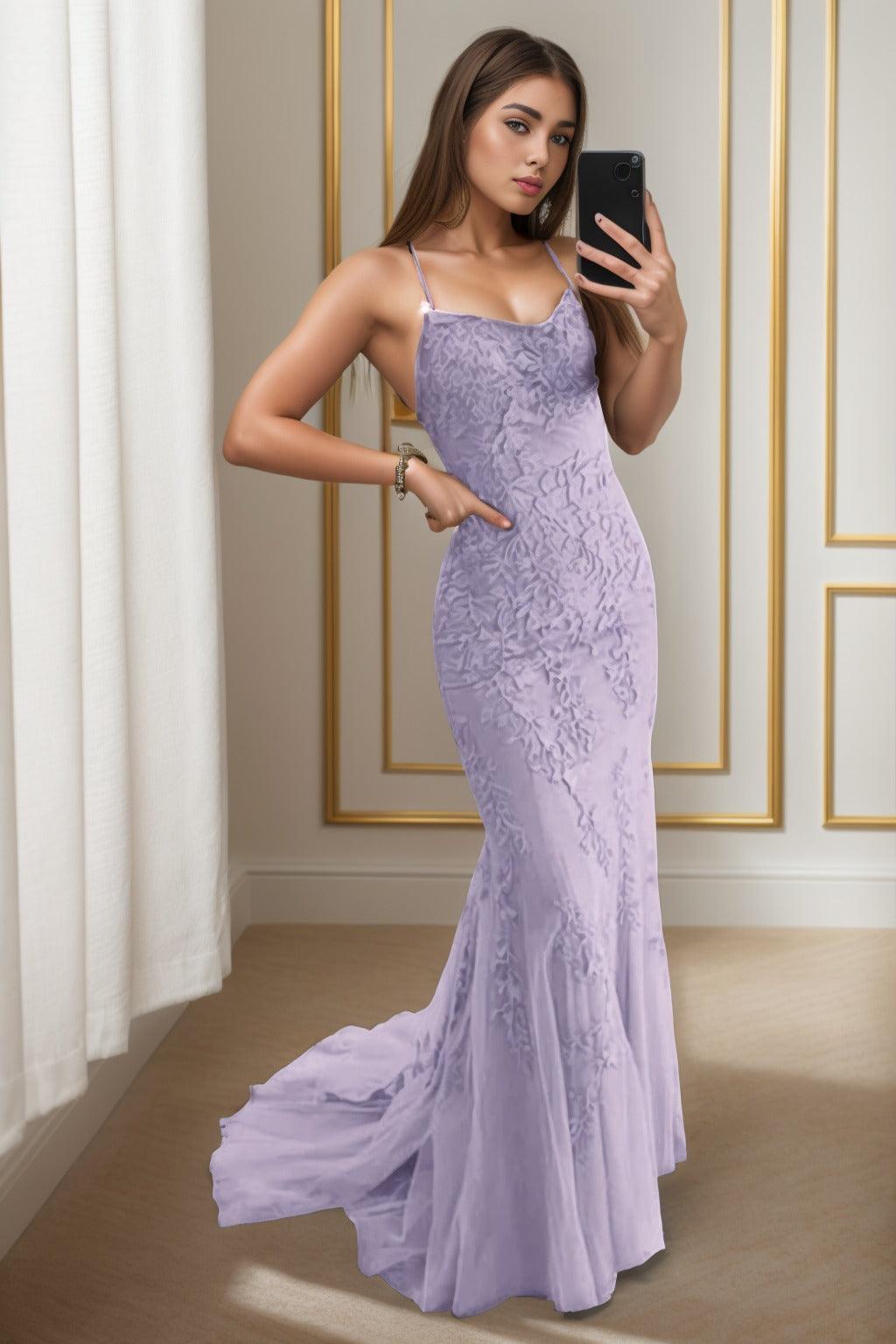 Trumpet-Mermaid Sweep-Brush Train Tulle Prom Dress CS0398 - COCOMELODY