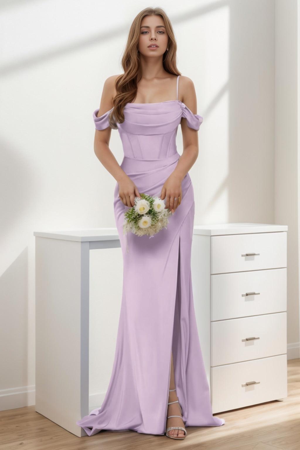 Trumpet-Mermaid Sweep-Brush Train Silk-Like Prom Dress CS0399 - COCOMELODY