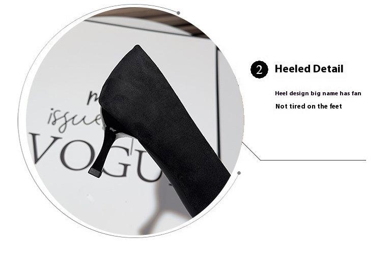 Black Suede Rhinestone Bowknot Pointy Stiletto Heels 770222542136 - COCOMELODY