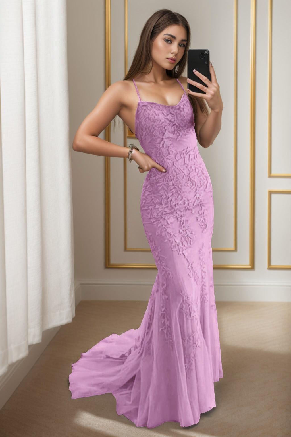 Trumpet-Mermaid Sweep-Brush Train Tulle Prom Dress CS0398 - COCOMELODY