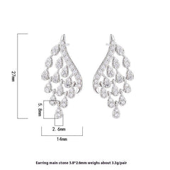 White zircon earrings with fringe 681850127507 - COCOMELODY