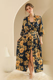 Hand-painted Floral Print Long Women's Robe-Set 902410930680 - COCOMELODY