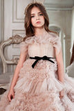 Ball Gown Layered Ruffle Tulle Floor Length Flower Girl Dresses 684633823219
