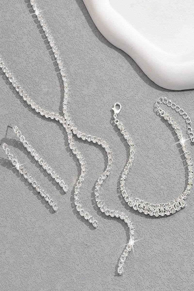 Classic Zircon Wedding Bracelet/Earrings/Necklace Jewelry Sets (Set of 3) 845056946494 - COCOMELODY