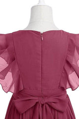 Ruffle Chiffon A-Line Junior Bridesmaid Gown B09JG8X785 - COCOMELODY