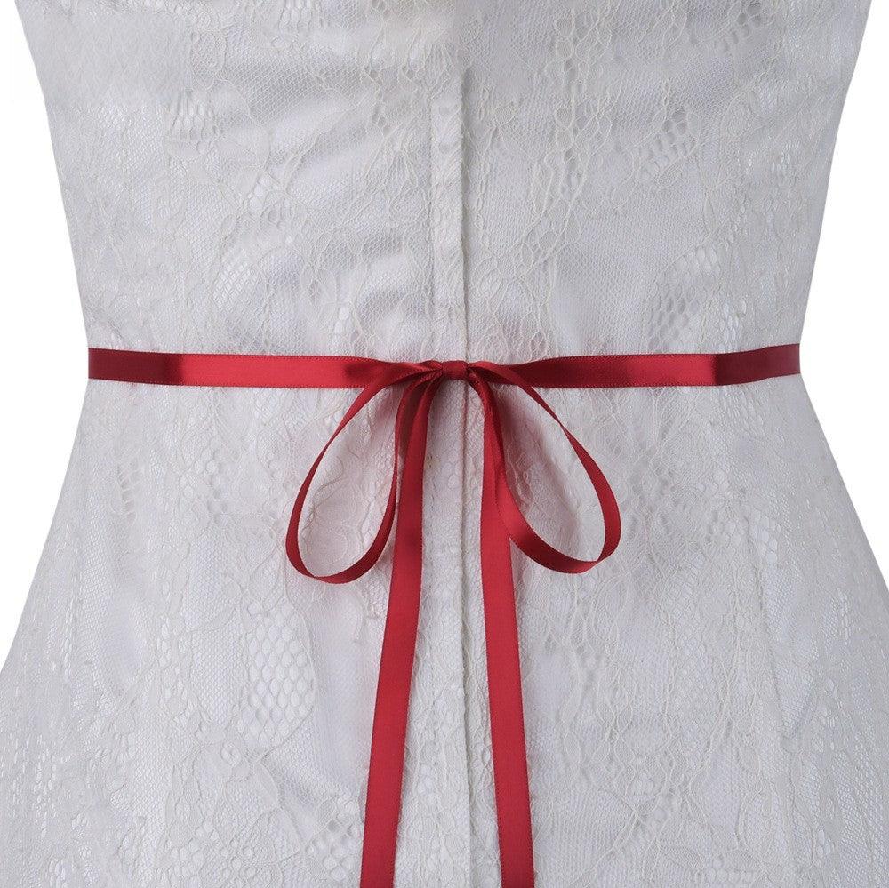 Ribbons Wedding Sash with Rhinestone Imitation Pearl 837366894589 - COCOMELODY