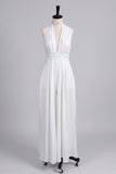 Halter Floor Length Chiffon Wedding Jumpsuit 591554938337