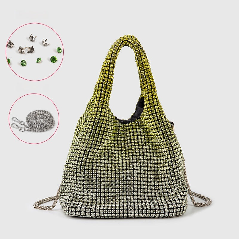 Diamond-encrusted and diamond-filled tote bucket dinner bag 819045946412 - COCOMELODY