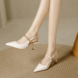 Pointed Toe Mary Jane Slingback Heel Single Strap Kitten Heel Shoes 1058281370087