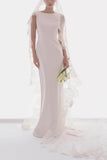 Trumpet-Mermaid Sweep-Brush Train Satin Wedding Dress 807995937729 - COCOMELODY