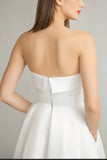 A-Line Tea Length Mikado Little White Dress 100023 - COCOMELODY